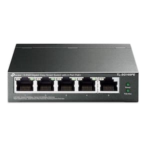 Switch Gigabit Easy Smart 10-100-1000 C- 5 Portas (sendo 4 Poe) Tl-sg105pe Smb