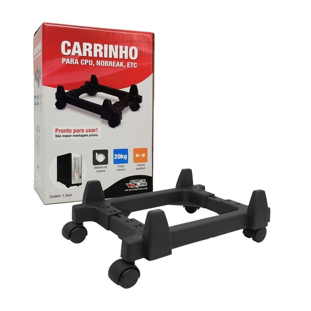 Suporte Para Cpu, Nobreaks Com Rodízio Forceline, Largura Ajustável, Carga Máxima 20kg, Preto 4624
