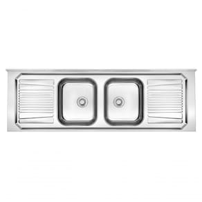 Pia De Inox Com Cuba Dupla 1,60 X 0,53 Escorredor