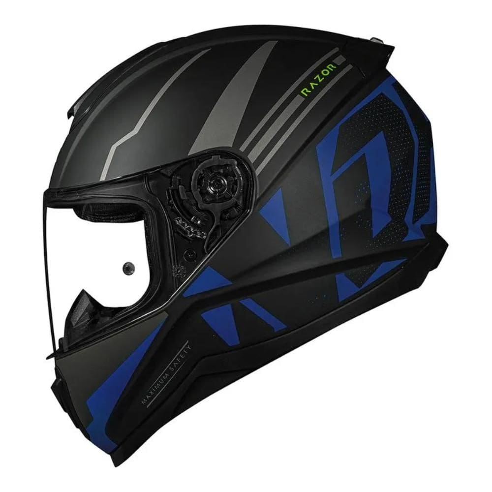 Capacete Norisk Ff802 Razor Full Preto/Azul Fosco