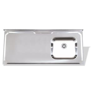 Pia De Inox 1,60 X 0,53 Lisa Com Cuba Deslocada Para Direita