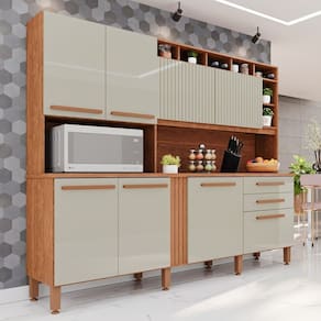 Cozinha Compacta 200cm X 210cm Millena Yescasa Cinamomo/Off White