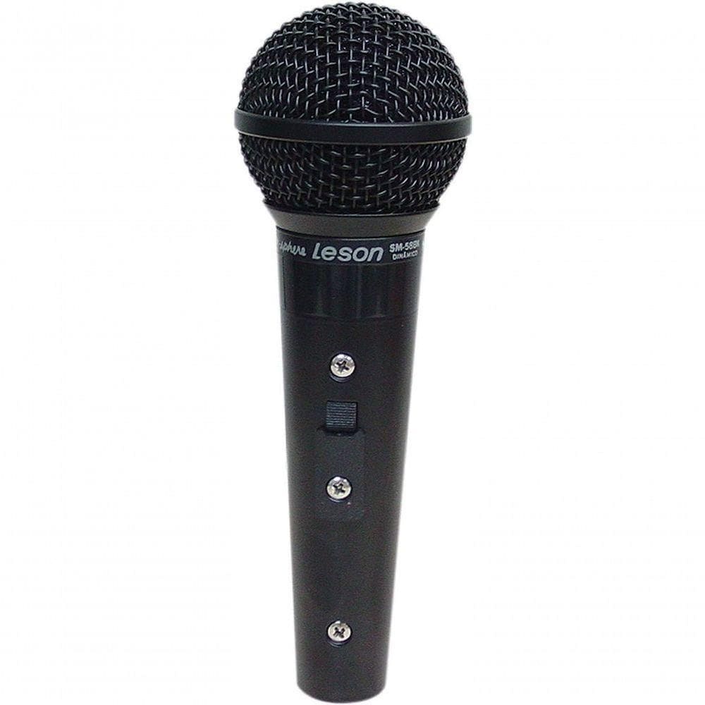 Microfone Com Fio Profissional Sm58 P4 Bk Preto Fosco Impedância Alta, Acompanha Cabo 5 Metros