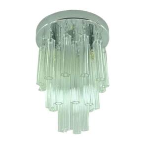 Kit Lustre Plafon Redondo Cristal-inox 20cm(jr2030)+4 Lâmpadas G9