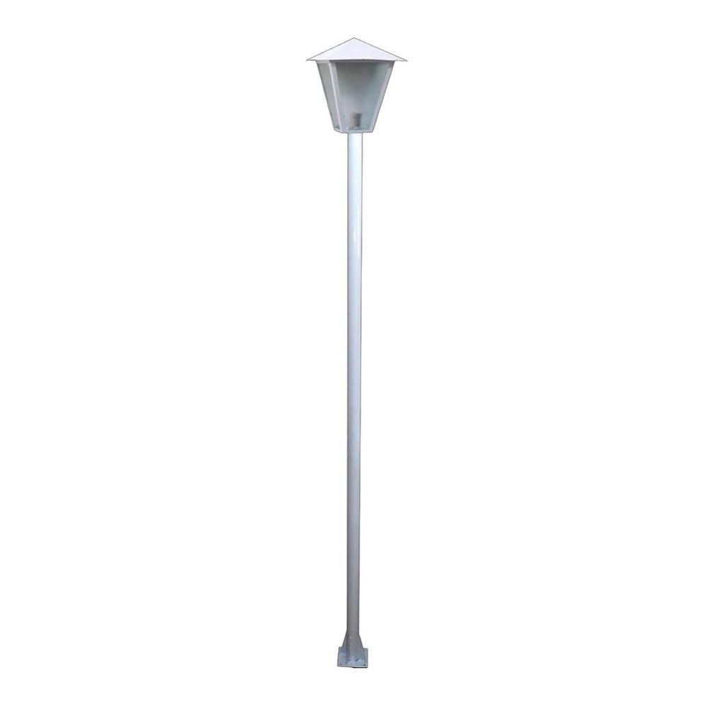 Poste E Luminária Colonial Romana De Jardim Branco 100cm