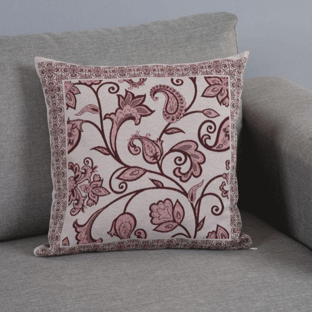 Capa Para Almofada Grécia 1 Peça 45cm X 45cm 60% Algodão 40% Poliéster Tecido Jacquard Com Zíper - Vinho