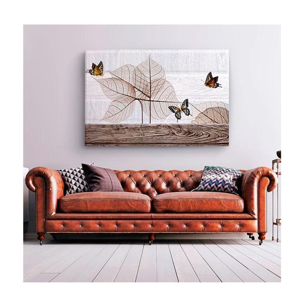 Quadro Decorativo Animais Borboletas Lineares C- Moldura Dourada Tamanho 100 X 70cm