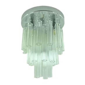 Kit Lustre Plafon Redondo Cristal Inox 20cm Jr2030 + 4 Lâmpadas G9