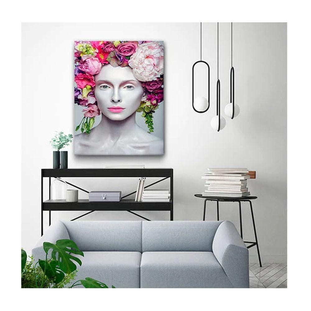 Quadro Arte Conceito Beautiful Flower Queen C- Moldura Marrom e Vidro Tamanho 90 X 60cm