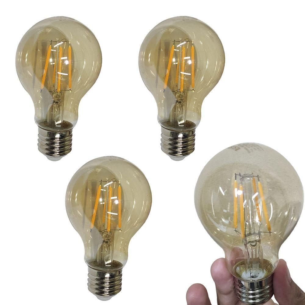 Lampada Led 30w Multifilamento Retro Kit 4 Uni Decoraçao Iluminaçao Vintage Casa Sala Quarto Garagem Varanda