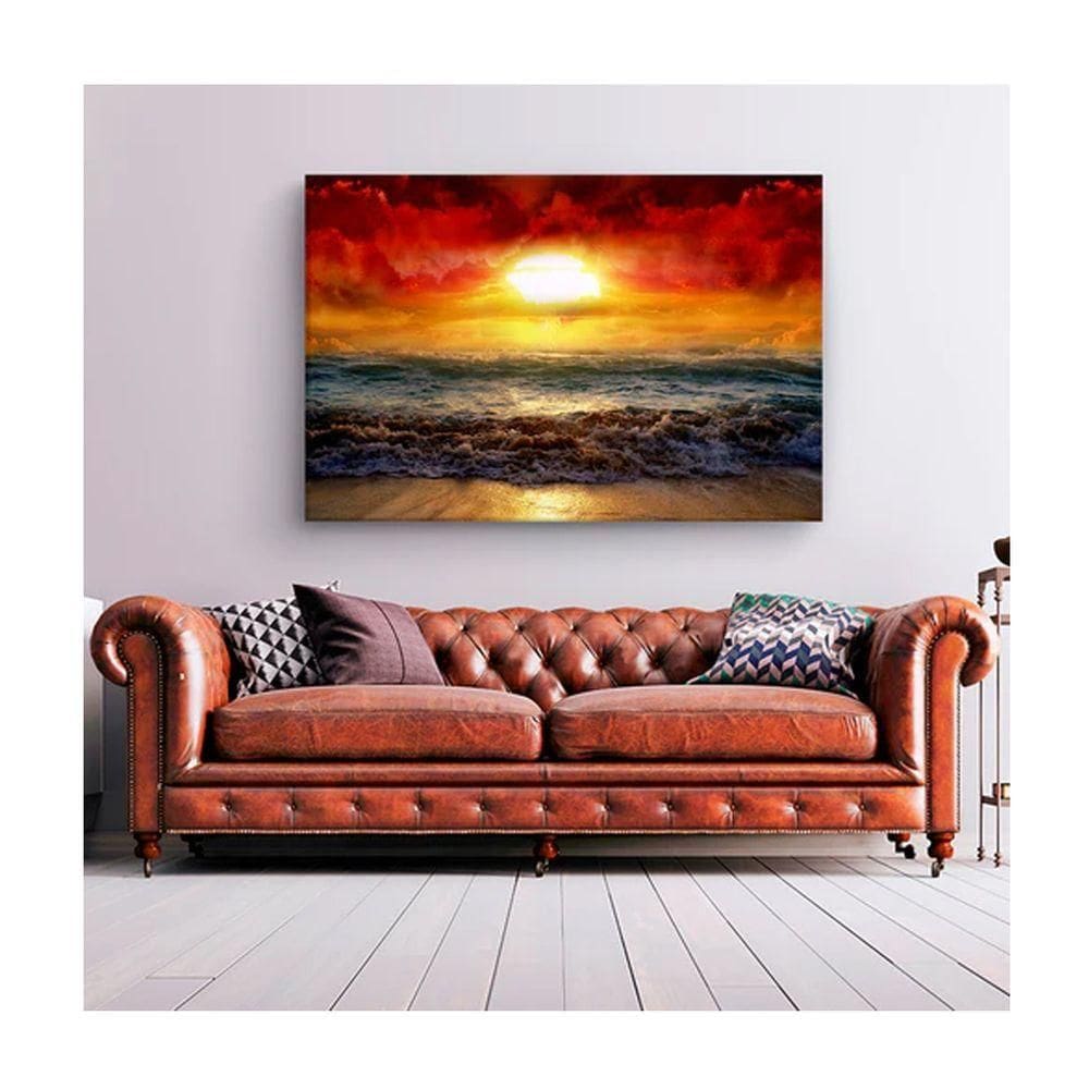 Quadro Paisagens e Natureza Beautiful Sunset C- Moldura Dourada e Vidro Tamanho 90 X 60cm