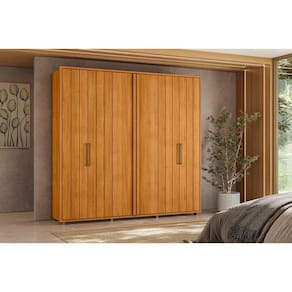 Guarda-roupa Miró 100% MDF ripado 6 portas e 4 gavetas - Cinamomo - Madetec