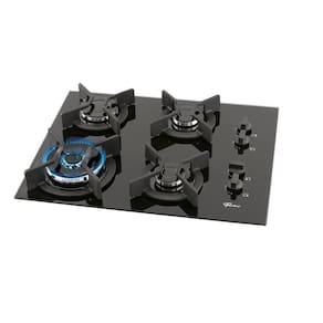 Cooktop Gás 4 Bocas Tripla Chama Mesa Vidro Infinity Fischer Preto Bivolt