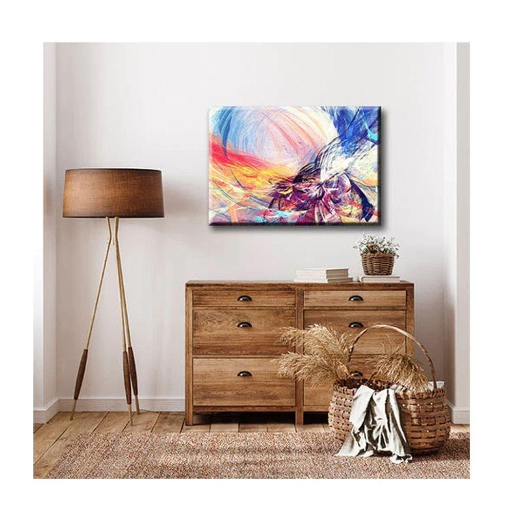 Quadro Tendenci Abstrato Colored C- Moldura Prata Tamanho 120 X 80cm