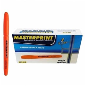 Caixa Caneta Marca Texto Masterprint - 12 Unidades Laranja