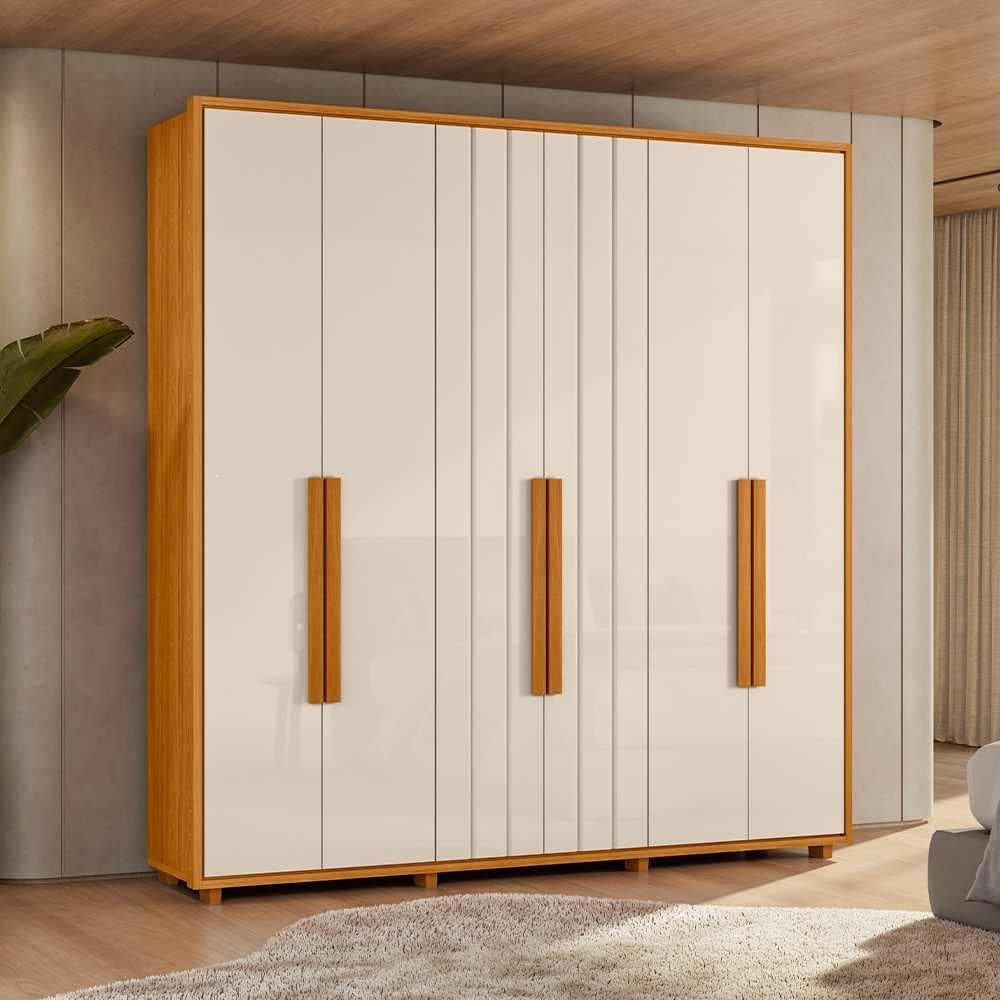 Guarda Roupa Portinari 100% MDF ripado 6 portas e 4 gavetas - Cinamomo Off White - Madetec