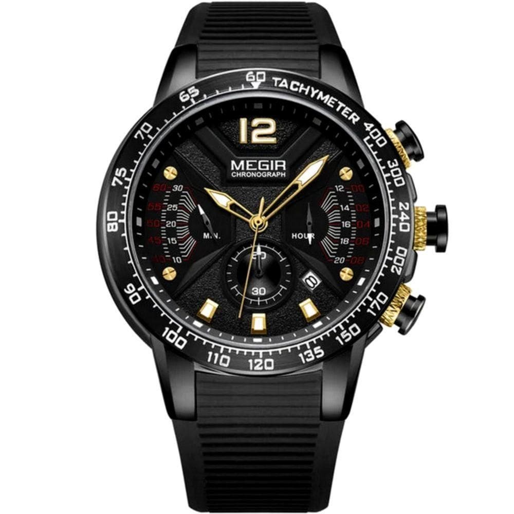 Relógio De Pulso Masculino Design Robusto Esportivo Impermeável Pulseira De Silicone Preto