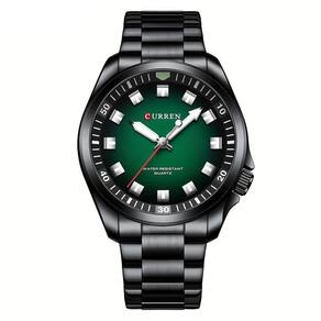 Relógio De Quartzo Masculino Pulseira De Aço Inoxidável Resistente à água 30m Esportivo Preto Verde