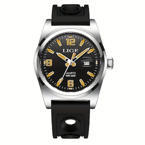 Relógio Esportivo De Quartzo Estilo Vintage Masculino Impermeável 50m Display Luminoso Prata Laranja