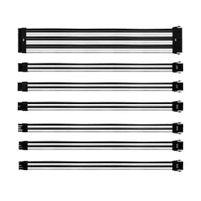 Kit De Cabo Extensor Sleeved Para Fonte Cooler Master Branco/preto Wtbk Gl Pvc 30 Cm 7 Cabos - Cma-n