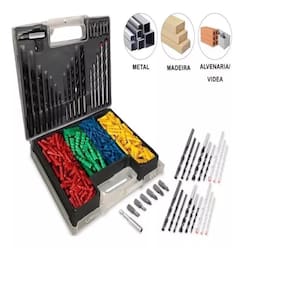 Jogo 300 Brocas Bits Pontas Philips Fenda Buchas Colorida Kit Furadeira Furar E Fixar Completo