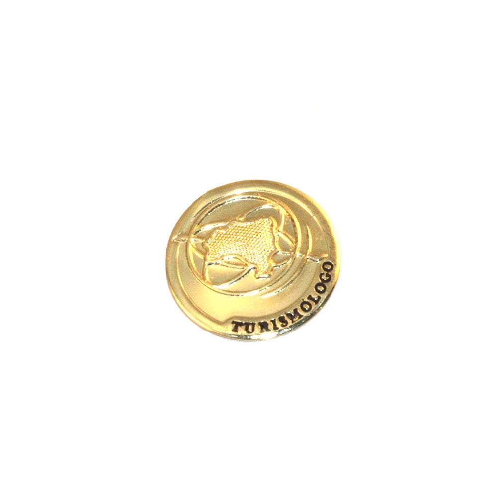 Broche Botton Medalha Turismólogo Turismo Folheado Ouro 18k