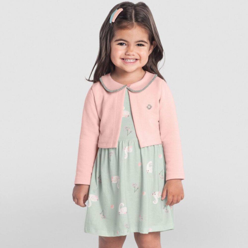 Vestido Infantil Meia Malha Bolero Moletinho Menina-Brandili