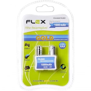 Pilha Recarregavel Flex Aaa Com 2 Pilhas 1000 Mah...