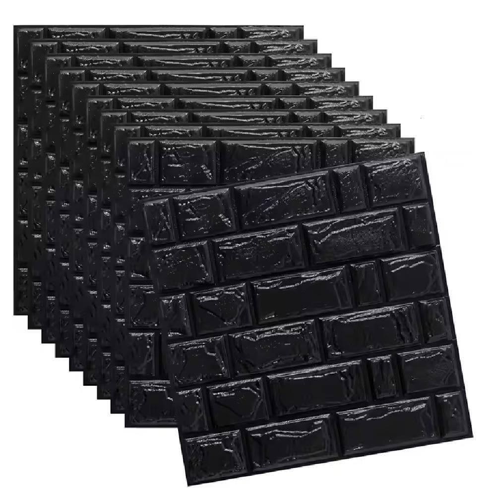 Papel De Parede Tijolo Painel 3d Tijolo Preto Placa Auto Adesivo 77x70cm Revestimento Espuma Autocolante