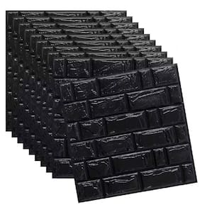 Papel De Parede Tijolo Painel 3d Tijolo Preto Placa Auto Adesivo 77x70cm Revestimento Espuma Autocolante