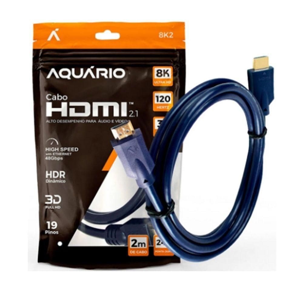 Cabo Hdmi Macho X Macho 2.1 8k 19 Pinos Ultra Hd 2,0 Metros