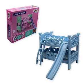 Berço De Brinquedo Com Escorregador na opção de cor Azul