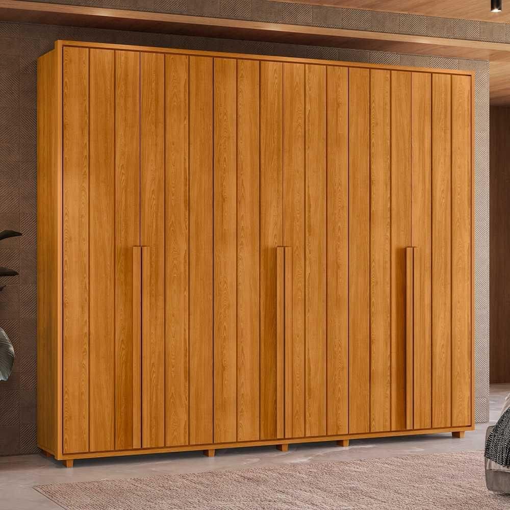 Roupeiro Volpi 100% MDF ripado 6 portas e 6 gavetas - Cinamomo - Madetec