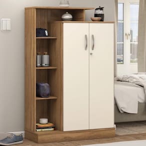 Armário Multiuso Sapateira 2 Portas Com Chave Elite Amêndola Touch Off White