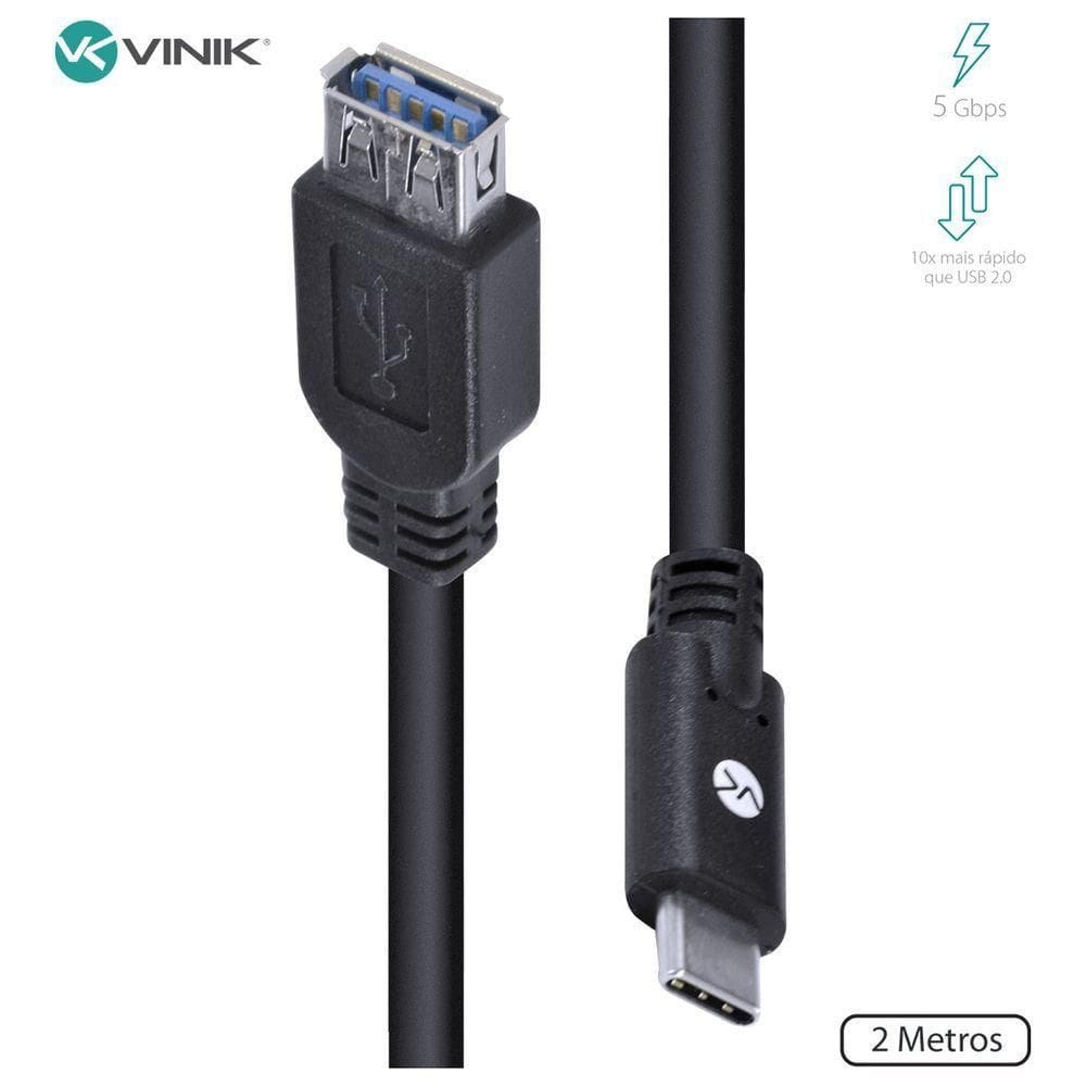 Cabo Usb Tipo C Para Extensor Usb A Fêmea V3.2 Gen1 5Gbps 2 Metros - C32Uaf-2