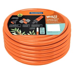 Mangueira Multi 1-2" Tramontina Laranja Em Pvc 3 Camadas 30 M Com Engates Rápidos E Esguicho Tramontina