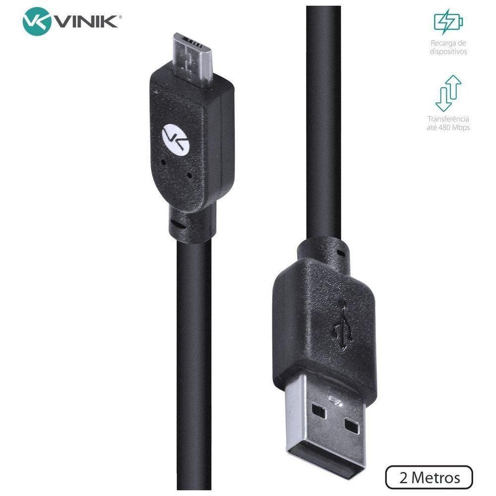 Cabo Usb X Micro Usb B 2.0 1.8m Preto Musb-2