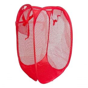 Cesto De Roupa Dobrável Organizador Brinquedo Nylon Multiuso Vermelho