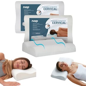 Kit 2 Travesseiros Espuma Viscoelástico D40 Comfort Nasa Cervical Anatômico Ortopédico Nap