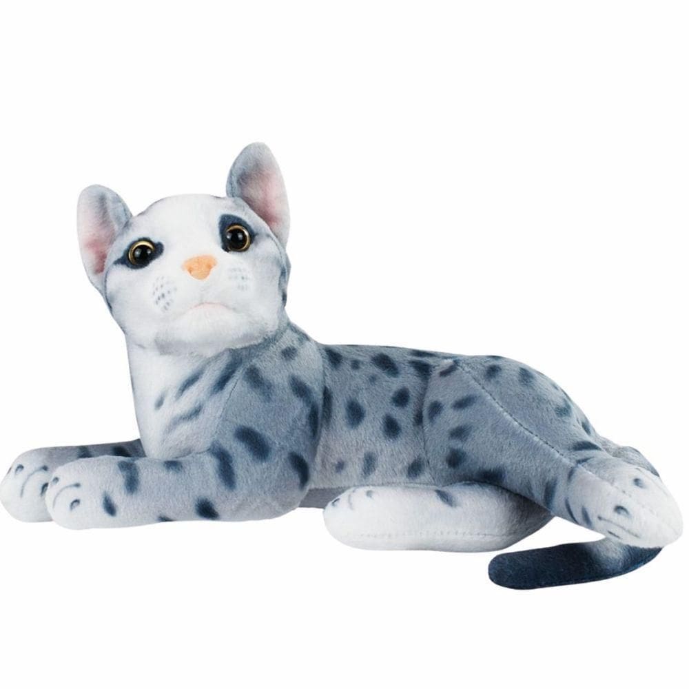 Gato Cinza Deitado Realista 32cm - Pelúcia