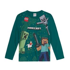 Camiseta Manga Longa Minecraft Menino Verde - Brandili