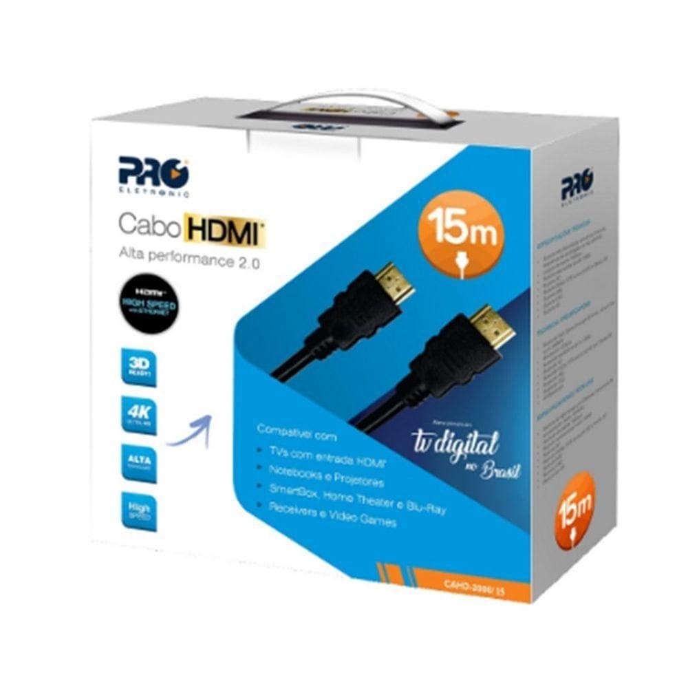 Cabo Hdmi 2.0 3D 4K 19 Pinos 15 Metros