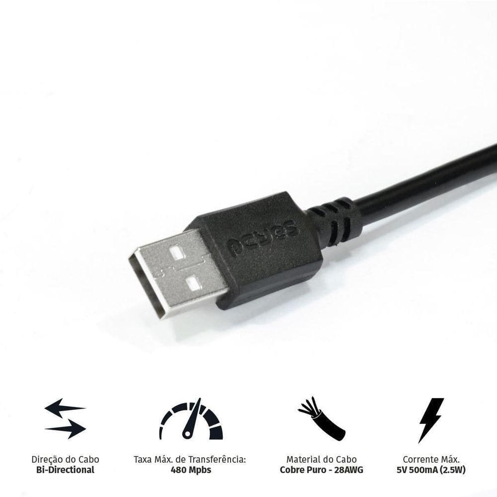 Cabo Usb A 2.0 Para Mini Usb B 2.0 3m - Puanm2-3