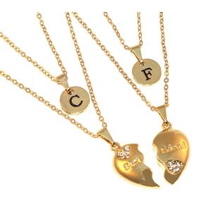 Colar Cordão Amizade Best Friends Inicial Folheado Ouro 18k