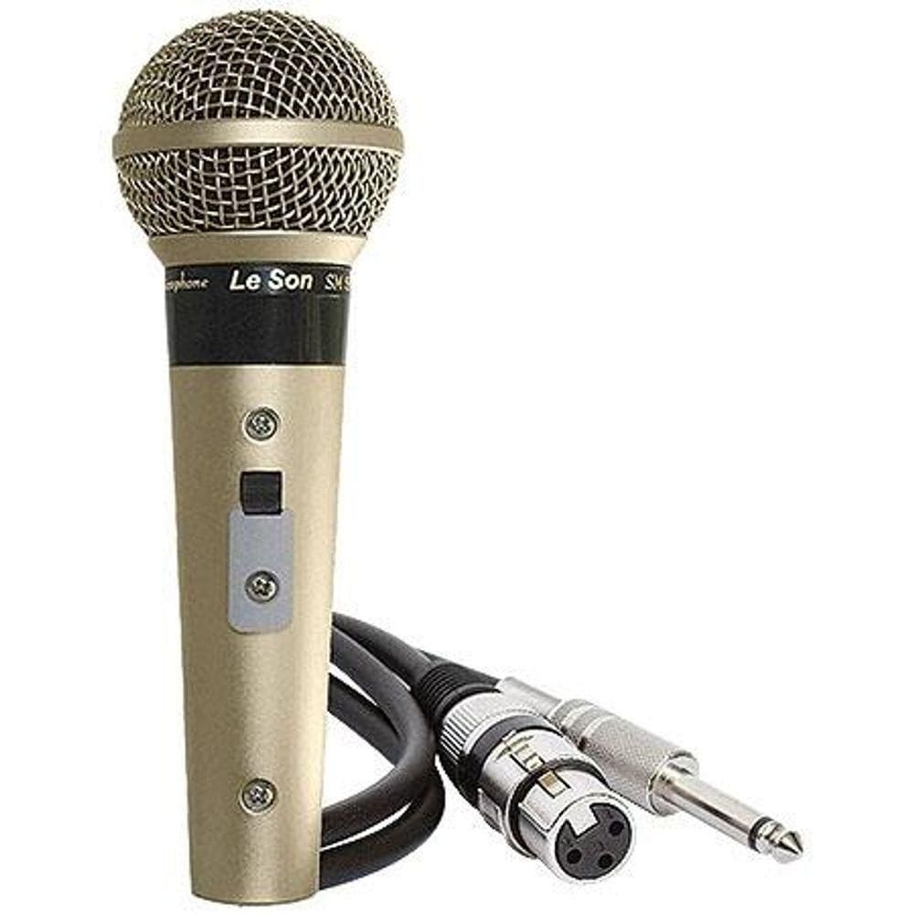 Microfone Profissional Sm58 P4* Champanhe Acompanha Cabo De 5 Metros
