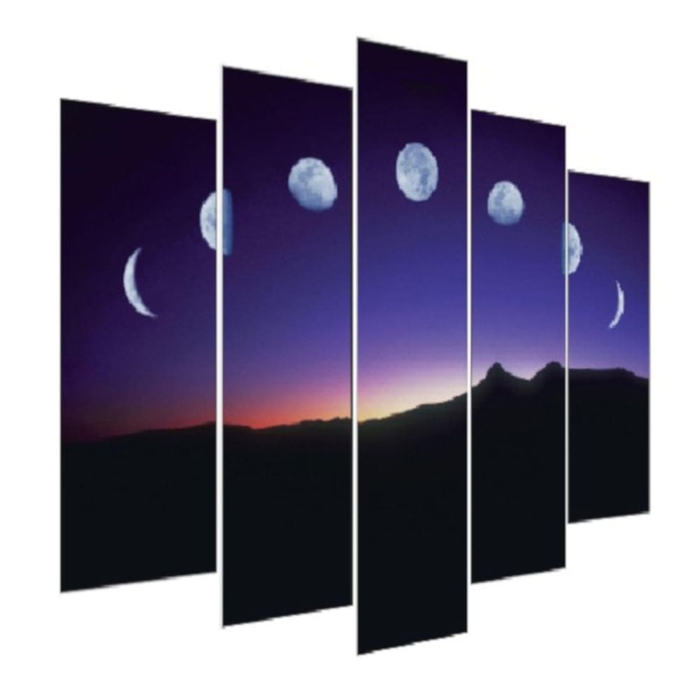 Quadro Decorativo Mosaico 5 Peças Mod1085 Fases Da Lua