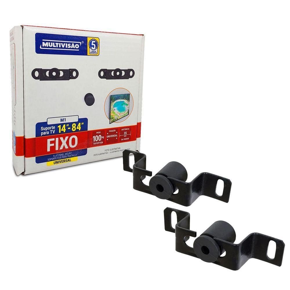 Suporte P/ Tv Fixo Multivisão, 14" A 100", Até 100kg, Preto - M1-pr