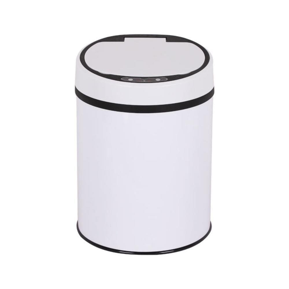 Lixeira Automática Branca 12l – Sensor Inteligente, Design Luxo Em Inox Para Cozinha E Banheiro