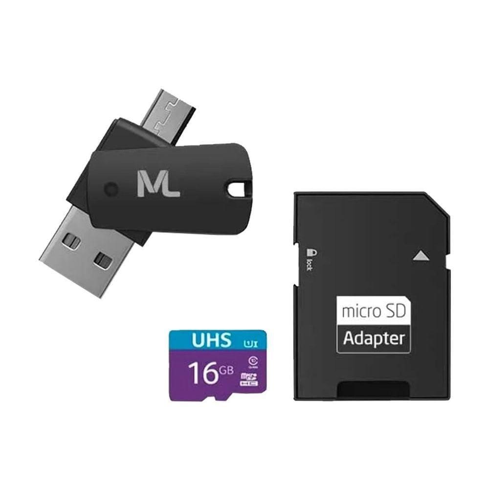 Cartão Memória 16gb+adaptador Usb Dual Drive+adaptador Sd