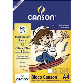 Bloco De Desenho A4 140g-m² Branco 20 Folhas - Canson